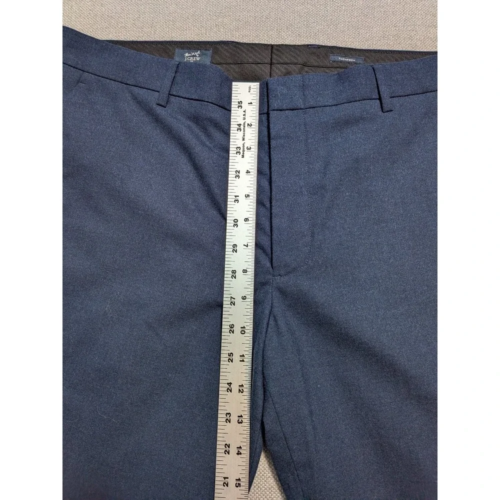 J.CREW Thompson Men's 36x32 Navy Blue Flex The Wool Slim Fit Dress Pants Office